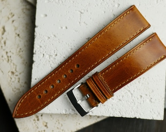 Handgefertigtes schmales Uhrenarmband aus Leder in der Toskana, Custom Size - TU2