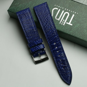 ostrich Elictric blue leather slim watch strap 24mm ,22mm,21mm,20mm,19mm,18mm,16mm-DDG-ELIC-0-S-M-N-