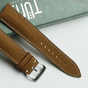 Nubuck smooth conag padded watch strap 24mm,22mm,21mm,20mm,19mm,18mm,16mm-NUBUCK TRON-COGNAC-F-K-M-N-