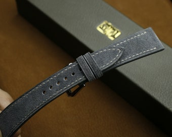 Suede dark gray Leather slim watch strap  24mm,22mm,21mm,20mm,19mm,18mm,16mm-SUEDE-DARK GRAY-0-S-M-N-