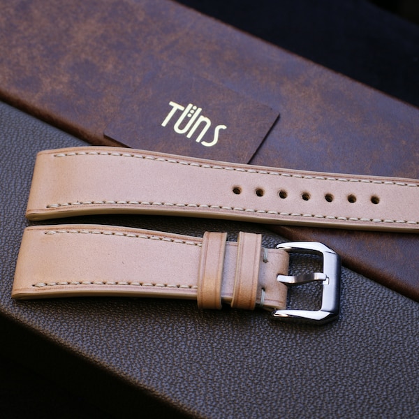 Correa de reloj de cordobán con concha hecha a mano, cuero Shinki, correa fina natural, tamaño personalizado - Sh1