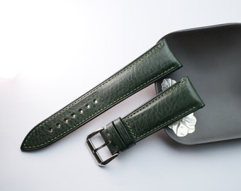 Green vachetta Leather watch strap  24mm,22mm,21mm,20mm,19mm,18mm,16mm-VACHETTA-GREEN-V-S-M-N-