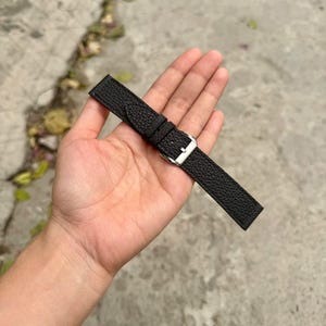 Handgefertigtes Uhrenarmband Togo Black, Custom Size - TG1 Bild 6