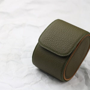 Custodia per orologio personalizzata verde Negonda, scatola per orologio da viaggio, custodia per orologio in pelle personalizzata -CASE NEGONDA-GREEN-suede gold-S-