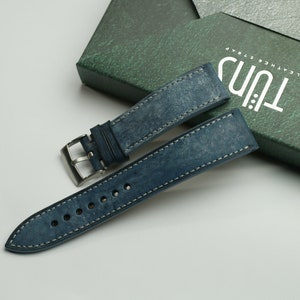 Alaska  leather navy watch strap ,slim , 24mm 22mm 21mm 20mm 19mm 18mm 17mm 16mm 15mm 14mm 12mm 10mm 8mm-ALASKA-NAVY-0-K-M-N-