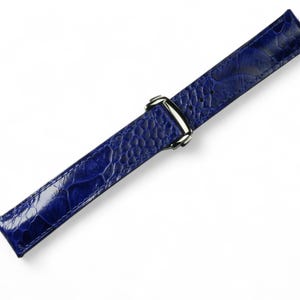 omega ostric Blue leather padded watch strap-DD Omega -BLUE-F-S-M-V-