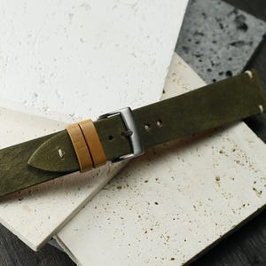 Chromepak horween olive watch strap 24mm,22mm,21mm,20mm,19mm-SAP Wax-Olive-0-DD ĐT-0ke-N-