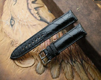 Handgjort strutsfot i svart läderarmband, anpassad storlek - DD20