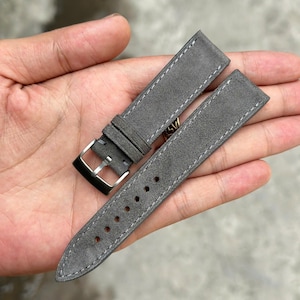 Suede dark gray Leather slim watch strap  24mm,22mm,21mm,20mm,19mm,18mm,16mm-SUEDE-DARK GRAY-0-S-M-N-