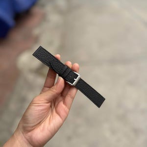Handgefertigtes Uhrenarmband Togo Black, Custom Size - TG1 Bild 5