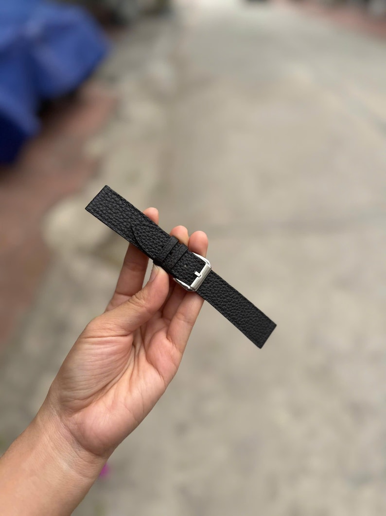 Handgefertigtes Uhrenarmband Togo Black, Custom Size - TG1 Bild 5