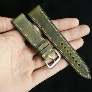Waxy Green slim watch strap , ,24mm 22mm,21mm,20mm 19mm ,18mm ...-WAXY-GREEN-0-K-M-N-