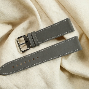 Nubuck smooth  Gray slim watch strap 24mm,22mm,21mm,20mm,19mm,18mm,16mm-NUBUCK TRON-GRAY-0-S-M-N-