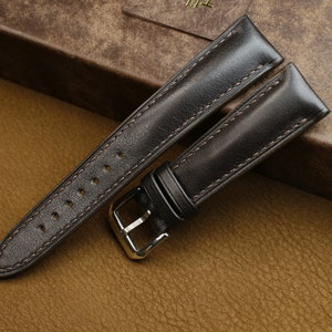 Dark brown vachetta Leather watch strap  24mm,22mm,21mm,20mm,19mm,18mm,16mm-VACHETTA-DARK BROWN-F-S-M-N-
