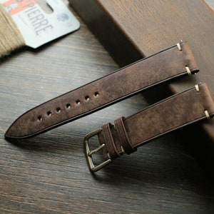 Brown maya slim Leather watch strap 24mm,22mm,21mm,20mm,19mm,18mm,16mm-MAYA-BROWN-0-D-0-N image 1