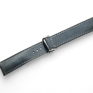 omega Peublo navy Peony leather padded watch strap-Peublo Omega -Navy-F-K-M-N-