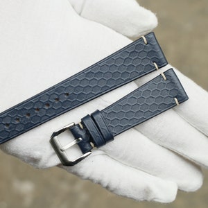 Handgefertigtes Uhrenarmband Leder, Uhrenarmband Marine Blau-ONG-NAVY-0-D-0-N-