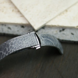 omega ostrich gray leather padded watch strap-DD Omega -GRAY-F-S-M-N-