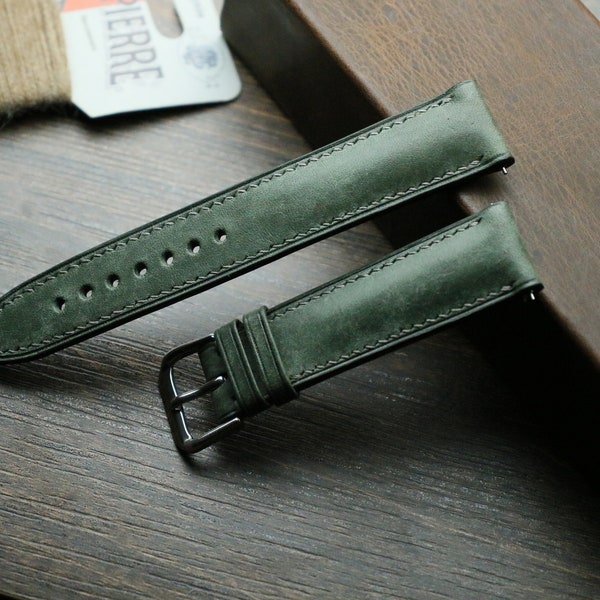 maya green leather watch strap 24mm ,22mm,21mm,20mm,19mm,18mm,16mm-MAYA-GREEN-F-S-M-N-