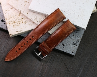 butero brown padded leather watch strap  24mm ,22mm,21mm,20mm,19mm,18mm,16mm-BUTERO bụng-LIGHT BROWN-F-S-M-N-