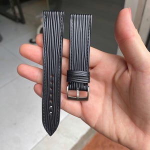 Epi black slim Leather watch strap  24mm,22mm,21mm,20mm,19mm,18mm,16mm-EPI-BLACK-0-S-M-N-