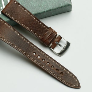 Waxy tobacco brown leather slim watch strap , ,24mm 22mm,21mm,20mm 19mm ,18mm ...-WAXY-tobaco-0-K-M-N-