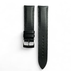 Embossed cowhide black leather watch strap 24mm ,22mm,21mm,20mm,19mm,18mm,16mm-TRAM-BLACK-V-S-M-N-