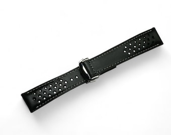 Rally Omega butero Black leather padded watch strap-Butero OMEGA Rally-BLACK-V-K-M-T-
