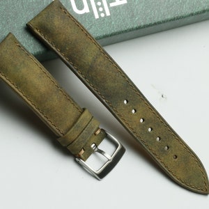 Nubuck smooth patina tan brown padded watch strap 24mm,22mm,21mm,20mm,19mm,18mm,16mm-NUBUCK TRON-PATINA-F-S-M-N-