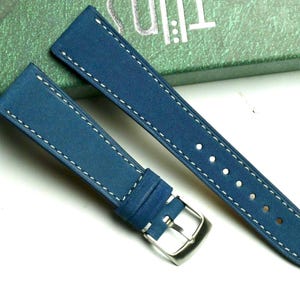 Handmade Nubuck smooth navy slim watch strap, Custom Size - NT6