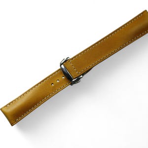 omega badalassi waxy golden yellow leather padded watch strap-WAXY Omega-YELLOW-F-K-M-N-