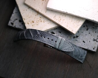 Ostrich gray leather watch strap 24mm ,22mm,21mm,20mm,19mm,18mm,16mm-DD-GRAY-F-S-M-N-