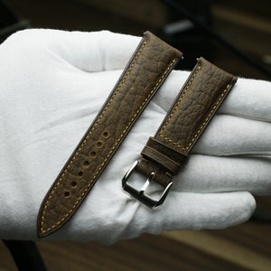 Chromepak horween dark brown watch strap 24mm,22mm,21mm,20mm,19mm,18mm,16mm-Bo Rung Sap-BR-V-GOLD-M-N-