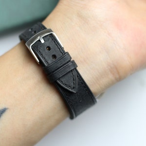 Pueblo black Leather watch strap slim  24mm,22mm,21mm,20mm,19mm,18mm,16mm-PUEBLO-BLACK-0-S-M-N-