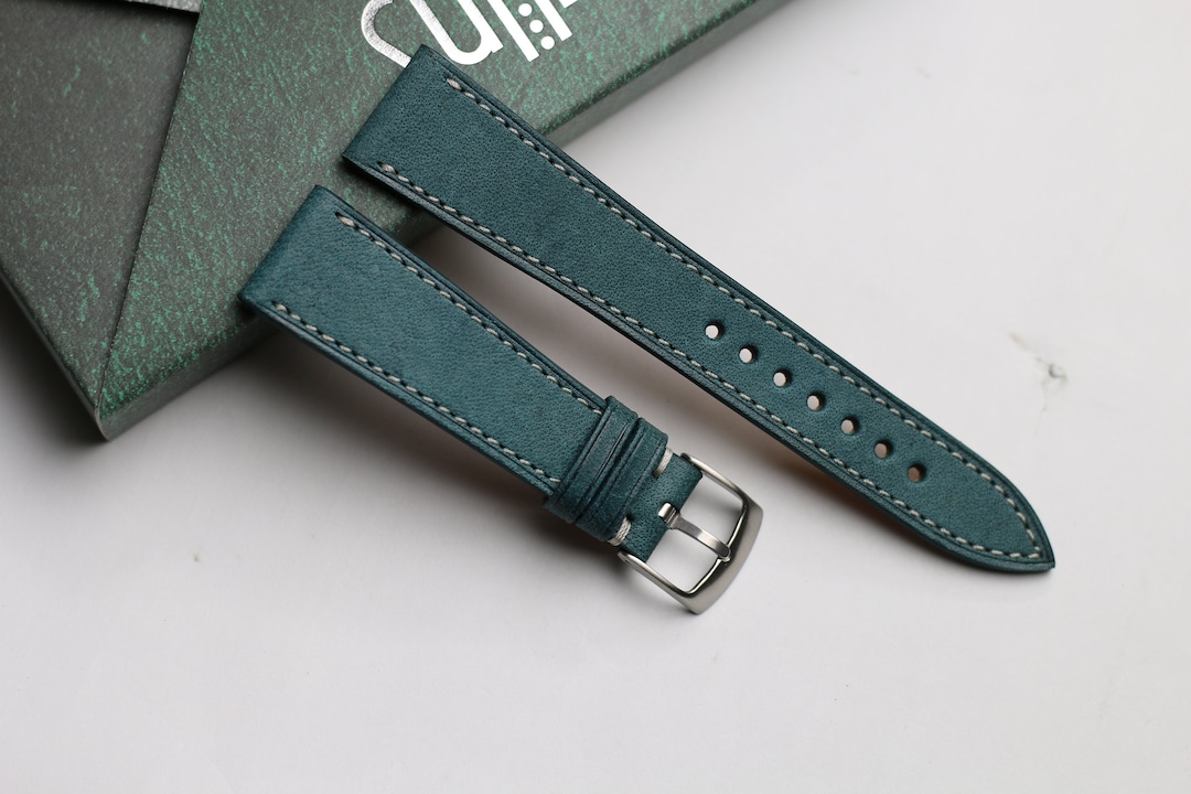 Aqua Blue Maya (neu)Slim Lederarmband 24 mm,22 mm,21 mm,20