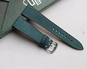 Aqua Blue Maya (new)slim Leather watch strap  24mm,22mm,21mm,20mm,19mm,18mm,16mm -MAYA-BLUE-0-K-M-N-