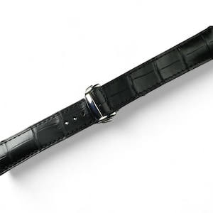 Black Alligator omega padded watch strap-CT Omega -BLACK-F-S-M-V-