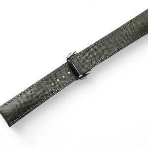 Saffiano Omega gray leather padded watch strap-Saffiano OMEGA -Gray-V-S-M-V-