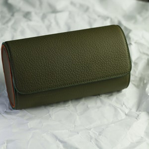Custodia per orologi personalizzata verde Negonda, scatola per orologi da viaggio, custodia per orologi in pelle personalizzata -CASE NEGONDA-GREEN-suede gold-S-