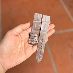 nino etaupe alligator USA slim Leather watch strap  24mm,22mm,21mm,20mm,19mm,18mm,16mm-Cá Nino - Khói -0-0-0-N-
