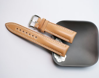 Shell cordovan shinki leather , natural watch strap 24mm ,22mm,21mm,20mm,19mm,18mm,16mm-SHELL-NATURAL-F-S-TH-N-