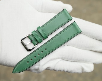 Handmade Butero green slim Leather watch strap, Custom Size - BU4