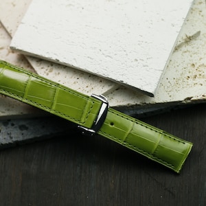 Nino light green alligator leather padded watch strap-CA Nino Omega -LIGHT green-F-S-M-V-