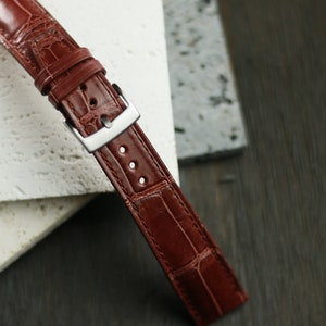 Burgundy alligator USA Leather watch strap  24mm,22mm,21mm,20mm,19mm,18mm,16mm-CA Nino-burgundy-F-S-M-V-
