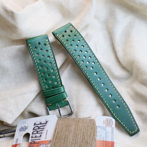 butero green rally Leather watch strap  24mm,22mm,21mm,20mm,19mm,18mm,16mm-BUTERO-GREEN-0-GOLD-X-Rally-