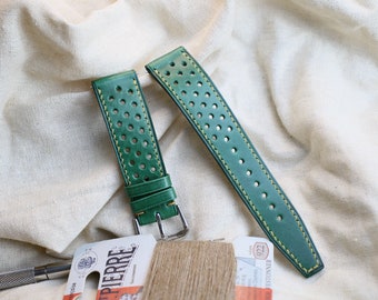 butero green rally Leather watch strap  24mm,22mm,21mm,20mm,19mm,18mm,16mm-BUTERO-GREEN-0-GOLD-X-Rally-