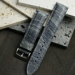 Ostrich gray leather watch strap 24mm ,22mm,21mm,20mm,19mm,18mm,16mm-DDG-GRAY-V-S-M-N-