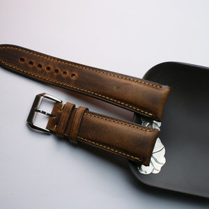 Chromepak horween syrup brown watch strap 24mm,22mm,21mm,20mm,19mm-SAP WAP-BROWN-V-Gold-M-N-