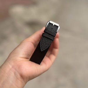 Handgefertigtes Uhrenarmband Togo Black, Custom Size - TG1 Bild 4