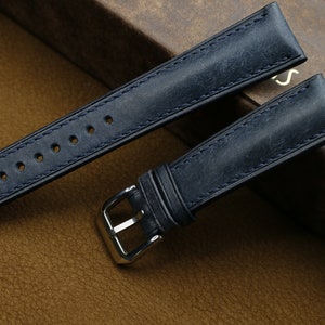 Uhrenarmband Pueblo dunkel navi Lederarmband 24mm,22mm,21mm,20mm,19 mm,18mm,16 mm-PUEBLO-NAVY-F-S-M-N-
